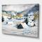 Designart - Mountain Village In Winter - Traditional Canvas Wall Art Print